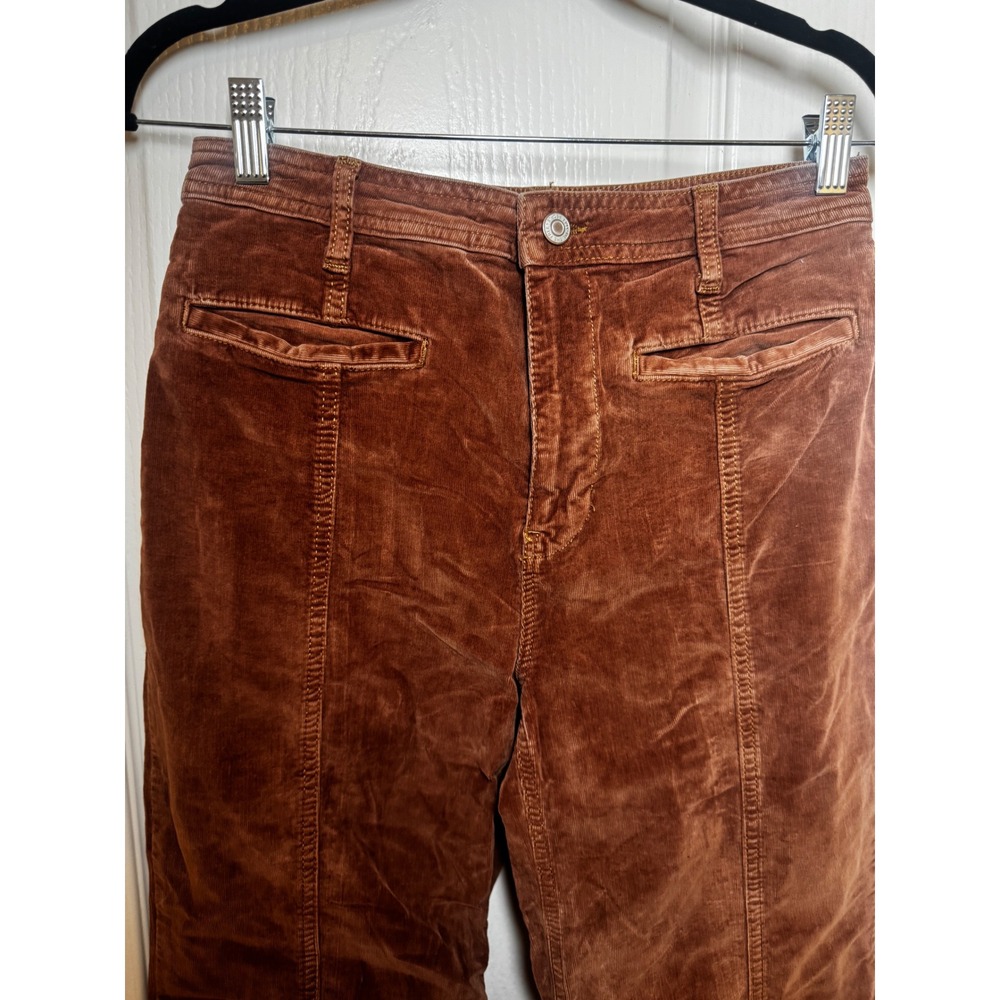 Free People Firecracker Flare Corduroy Pants Brown Paisley Star Patchwork 70s - Picture 8 of 10
